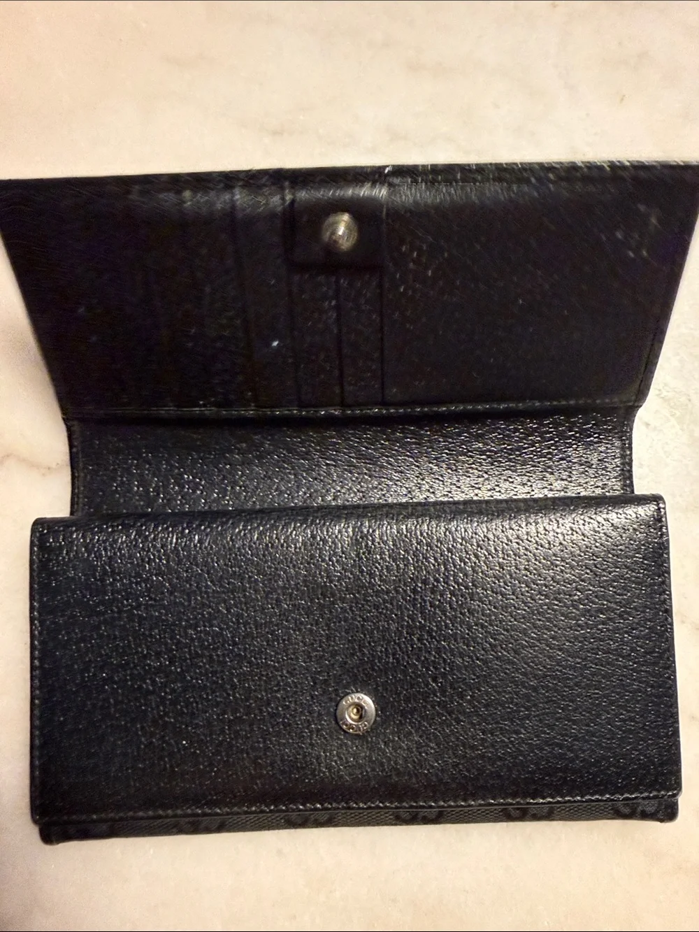 Gucci Black GG Monogram Continental Wallet with Metal Logo Plaque - Picture 3 of 5